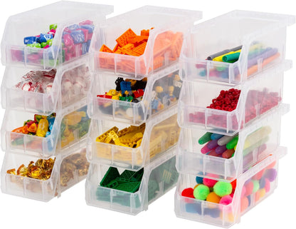 ReadySpace Medium Plastic Storage Bins, Stackable Organizer Containers for Closet Pantry Shelf Garage and Office Organization, Clear, 8 Pack