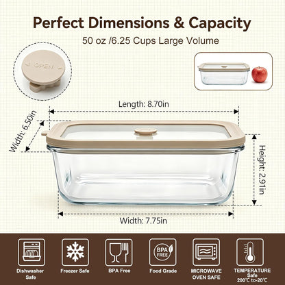 5 Pack 35 oz Glass Meal Prep Containers, Plastic-Free Glass Food Storage Containers with Lids, 4.4 Cups Airtight Glass Lunch Containers for Leftovers, Microwave, Oven, Freezer and Dishwasher
