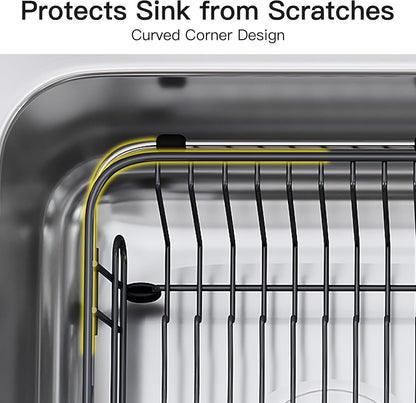 JASIWAY Dish Drying Rack in Sink, Dish Drainer with Cup and Utensil Holder