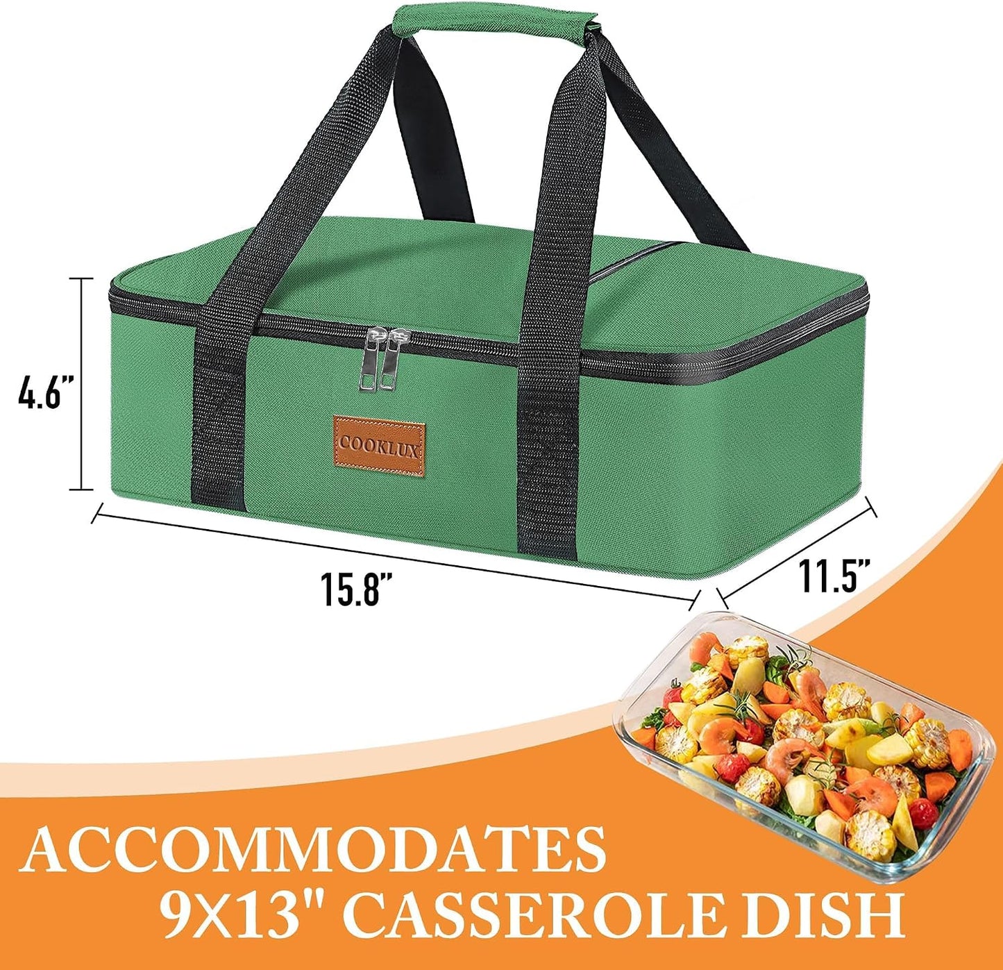 Insulated Casserole Carrier 9x13 Inch, Durable Nylon, Leak-Proof Casserole Dish Carrier, Casserole Carriers for Hot or Cold Food (Christmas)