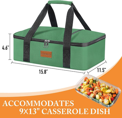 Insulated Casserole Carrier 9x13 Inch, Durable Nylon, Leak-Proof Casserole Dish Carrier, Casserole Carriers for Hot or Cold Food (Christmas)