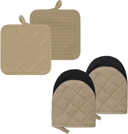 Goldmeet Mini Oven Mitts 2-Pack, 7"x5.5", 500°F Silicone Grip, Gray