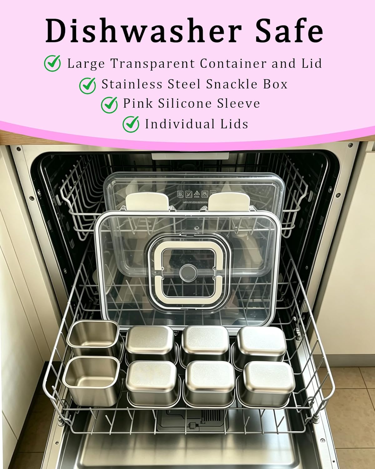 Snackle Box Container, Stainless Steel Divided Serving Tray with Lid and Handle, Large Snack Tray for Fruit Veggie Candy, 8-Compartment Snack Platter for Travel Party Beach Picnic