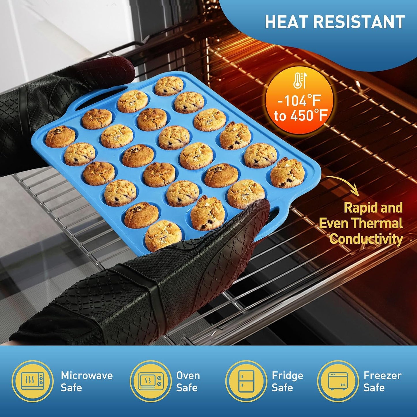 2 Packs 12 Cups Silicone Muffin Pan for Baking with Metal Reinforced Frame Regular Size Cupcake Pan Tray Egg Bites Silicone Cookie Molds Muffin Tin Tart Pans Sheet Set for Oven Dishwasher Safe