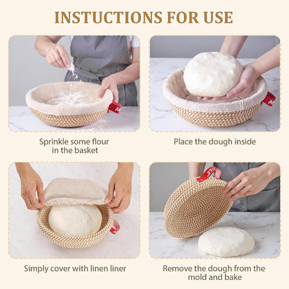 10"Round and 11"Oval Banneton Proofing Baskets with Liners & Covers 2 Pack