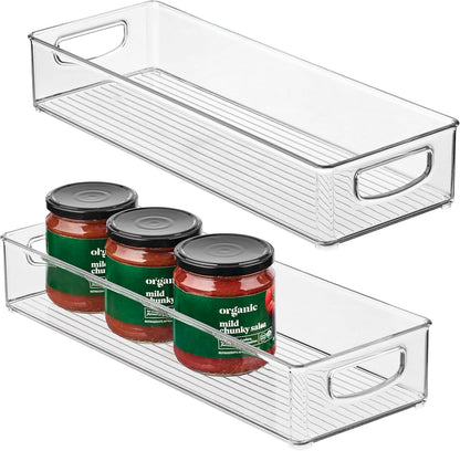 iDesign Slim Extra Long Clear Storage Bin, Narrow Stackable Organizer for Kitchen or Pantry
