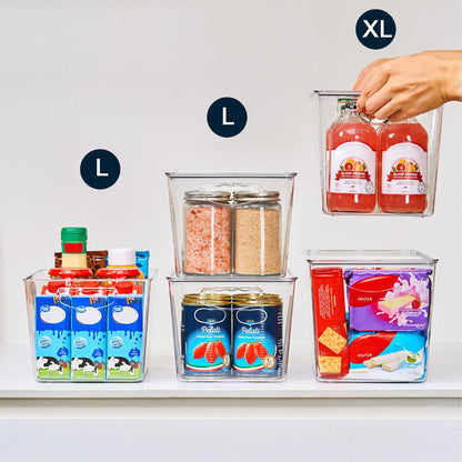 theaoo Clear Storage Bins with Lids Stackable - Large Plastic Containers for Pantry Organization and Storage - Perfect for kitchen,Fridge,Laundry Room,Bathroom,Garage,Closet,Cabinet Organizer - 8 Pack