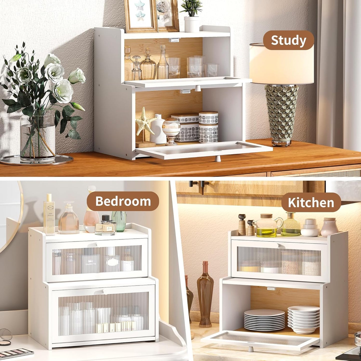 FILWH Bread Box for Kitchen Countertop Double Layer Large Corner Bread Box Capacity Bread Storage Bin Farmhouse Breadbox Container Organizer Cabinet Cupboard Black