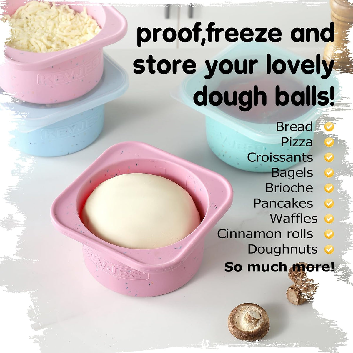PLUS 1000ml Pizza Dough Proofing Containers, 2-Pack, Green