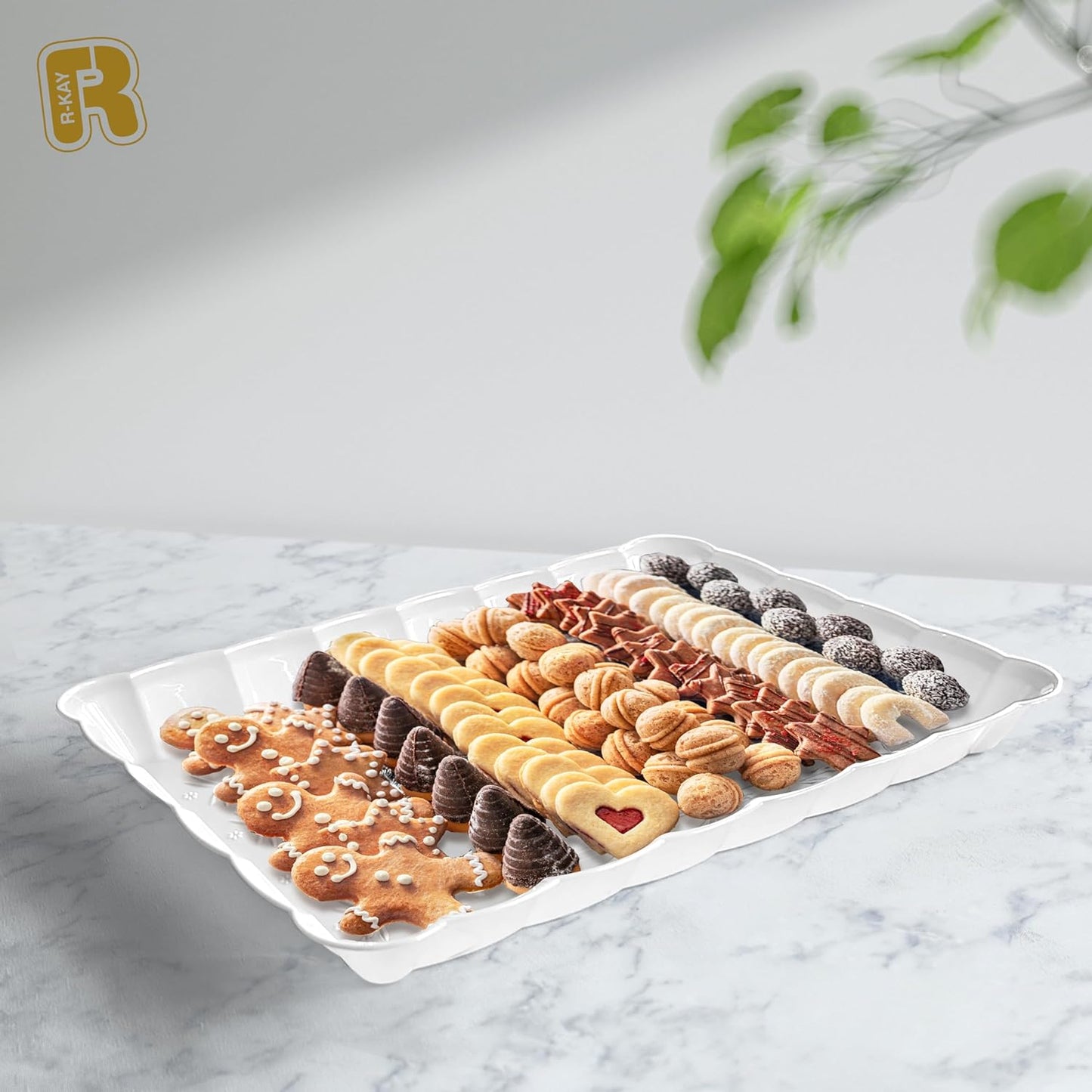 6 Pack Clear Plastic Serving Trays for Party, 9 x 13 Inch - Heavy Duty Plastic Trays for Food - Rectangular Party Serving Trays and Platters - Clear Disposable Trays