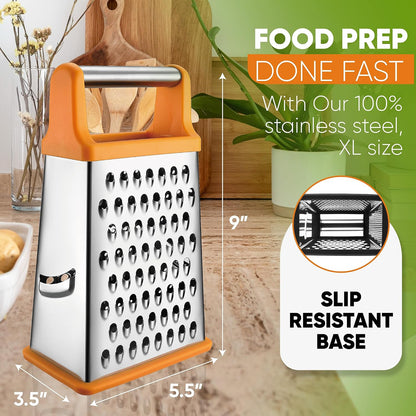 Spring Chef Stainless Steel XL Cheese Grater for Kitchen, Green