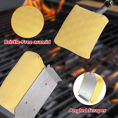 Grill Brush for Outdoor Grill -Steam Grill Brush Bristle Free for Cast Iron/Stainless Grates，BBQ Cleaner Brush with Durable Scraper，Safe Grill Cleaner Brush, Gifts for Men/Dad