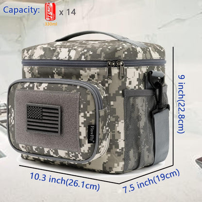 FlowFly Lunch Bag, Insulated Cooler, Thermal Lunch Box Tote with MOLLE/PALS Webbing, Adjustable Padded Shoulder Strap, for Tactical Men Women Adults and Boys Girls Kids (Cyan, Medium)