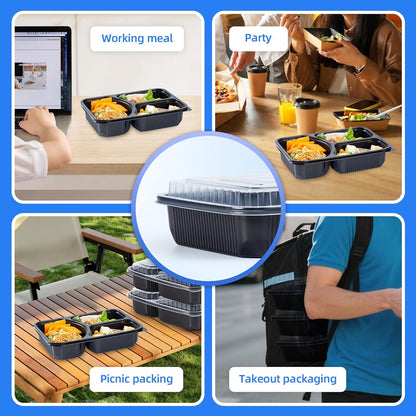 YANGRUI Meal Prep Container with Lid 40 Pack 34 oz - Reusable 4 Compartment Quad Seal Leak Defense Food Containers | BPA Free Flexible PP Plastic | Shrink Wrap Microwave & Dishwasher Safe Takeout Box