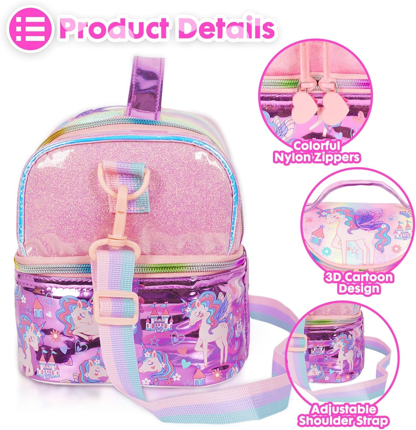 Kids Double Decker Cooler Insulated Lunch Bag, Back to School Large Meal Tote for Boys, Girls, Men, Women, with Adjustable Strap, Soccer