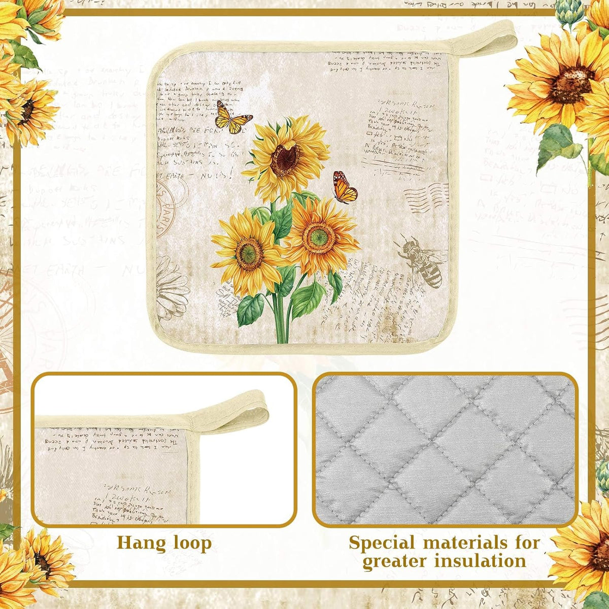 Bencailor 12 Pcs Christmas Wildflower Pot Holders with Pocket