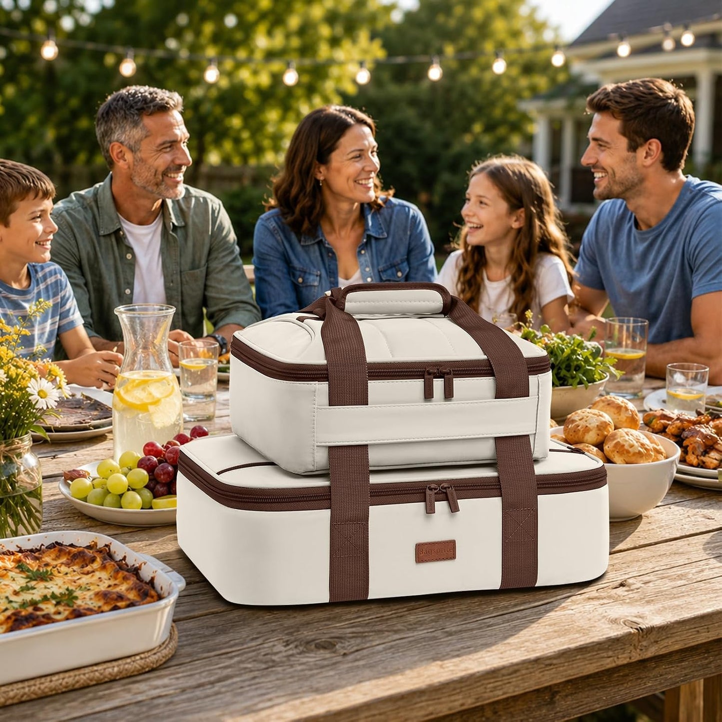 2-Piece Insulated Casserole Carrier Set, Fits 9" x 13" Baking Dish, Food Transport Carrier for Hot & Cold Dishes, Reusable Potluck Tote for Thanksgiving, Holiday Parties, Family Gatherings & Travel