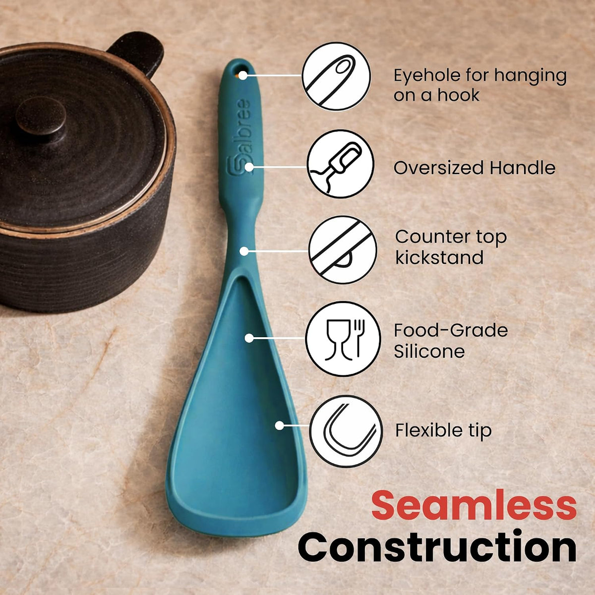 Salbree Seamless Silicone Spatula Spoon Multifunction Scoop Kitchen Spoon