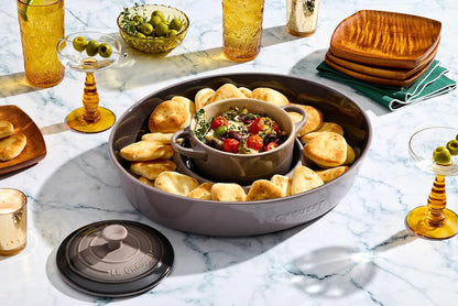 Le Creuset Stoneware Signature Oval Chip and Dip Platter, 13", White