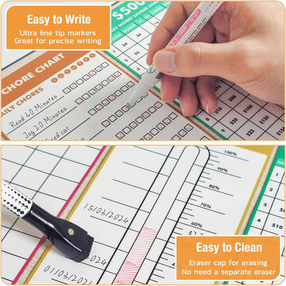 Magnetic White Board for Fridge - Dry Erase Meal Planner for Refrigerator - Weekly Menu Board, Grocery List, Memo Pad, Fridge and Freezer Inventory List - Kitchen Whiteboard with 4 Markers - 4" x 10"
