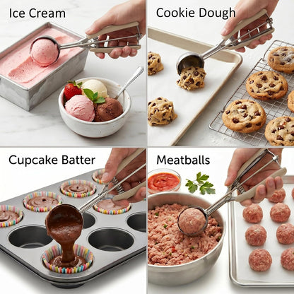 Ice Cream Scoop, 18/8 Stainless Steel Cookie Scoop, Cookie Scoops for Baking, 2 Tbsp/ 30 ml/ 1 oz Cookie Dough Scoop, Ice Cream Scooper with Trigger Release, Cookie Scooper for Baking