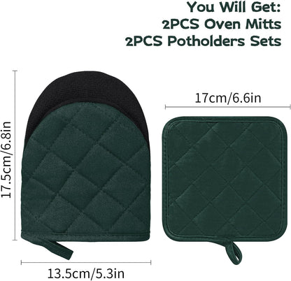 Goldmeet Mini Oven Mitts 2-Pack, 7"x5.5", 500°F Silicone Grip, Gray