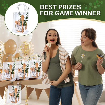 55Pcs Baby Shower Prizes for Game Winners 6 Sets Charcuterie Board with Spoons Butter Spreaders Forks Plaid Towel Thanks Card and Gift Bags for Bridal Shower Favors Party (Heart Shaped)