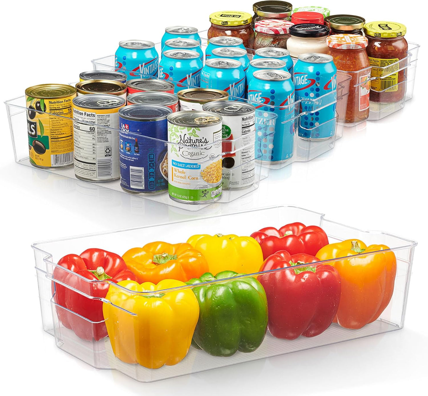 Cheer Collection Clear Refrigerator Organizer Bins - BPA Free Transparent Storage Bins for Pantry, Fridge, Tools & Cabinets Organization, 12.5’’ Long (Set of 4)