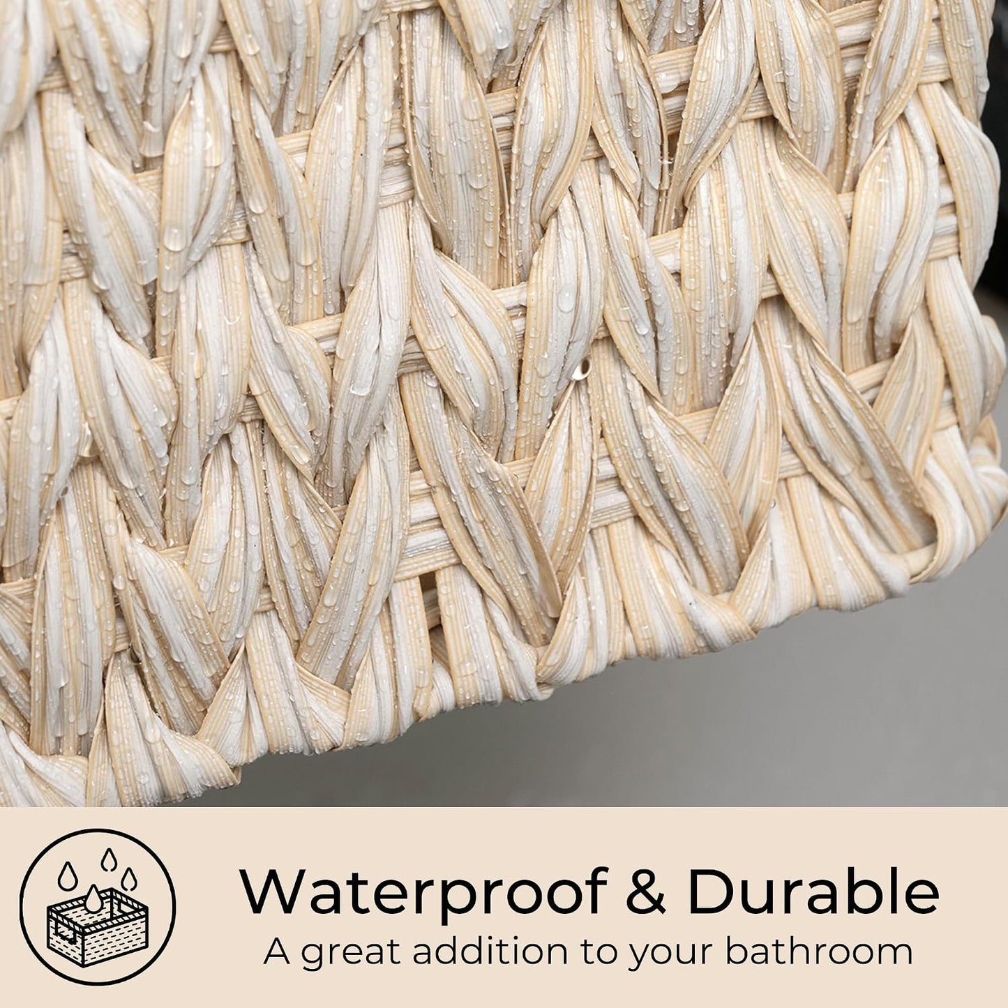 GRANNY SAYS Wicker Storage Baskets for Shelves, Water Hyacinth Basket with Scalloped Edge, Storage Wicker Baskets for Pantry, Large, 2-Pack