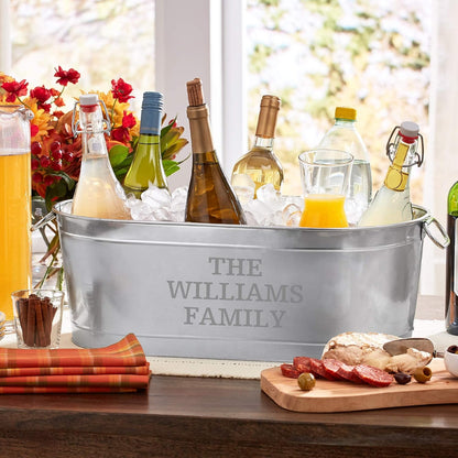 Let's Make Memories Personalized Beverage Tub - Custom Beverage Tub - Customize With Name & initial - Galvanized Drink Tub - 20 ¾"L x 11 ¾"W x 7" H - 5.5 Gallons