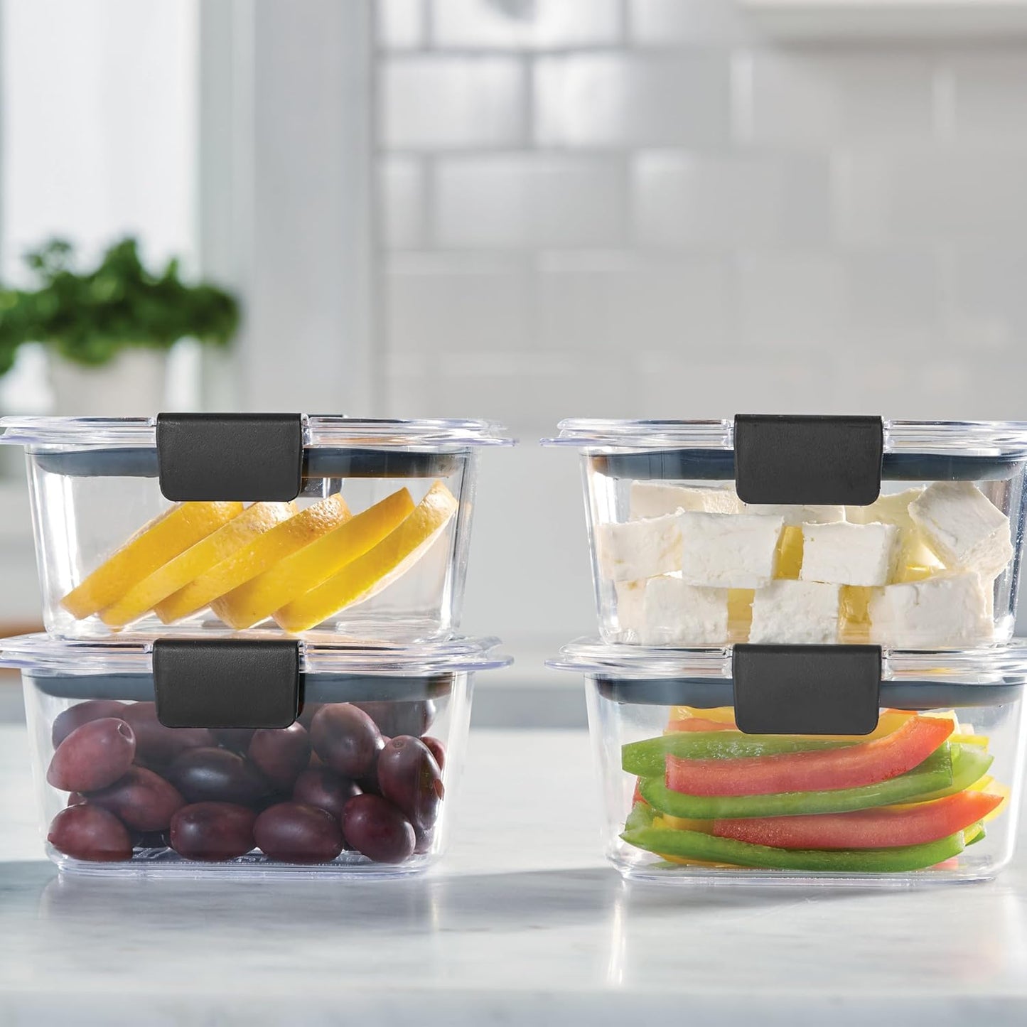 Rubbermaid Brilliance Meal Prep Containers, 2-Compartment Food Storage Containers, 2.85 Cup, 5-Pack, BPA-Free, Clear/Grey