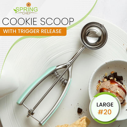 Spring Chef Extra Large Stainless Steel Cookie Scoop, #10, 5.5 Tbsp, Black