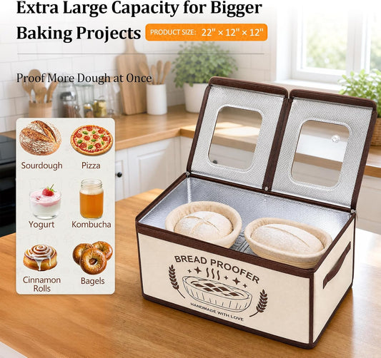 Extra Large Bread Proofing Box, Dough Proofer with 4-Side Heating 99H Timer