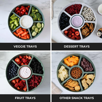 Heavy-Duty Divided Serving Tray with Leakproof Lid-6 Divided Compartments to Serve & Store Food, Snacks, Fruit Tray, Veggie Platter - 100% Made In USA by TEGRIWARE (Arctic Blueberry)
