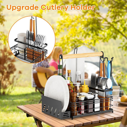JBBTOOL Grill Caddy, BBQ Caddy for Outdoor Grill with Paper Towel Holder, Picnic Condiment Utensil Storage, Camping Essentials, RV, Tailgating Essentials, Grilling Accessories, Gifts for Men