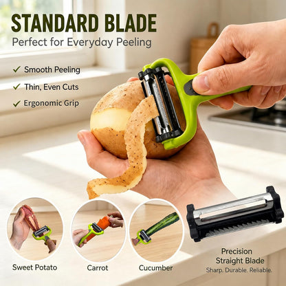 Razor-Sharp 4 In 1 Veggie Peelers For Kitchen Potato Peeler,2PCS I&Y Peeler For Peeling-Slicing-Shredding-Julienning-Excising,Vegetable Peeler With Rotary Stainless Blade& Non-Slip Handle