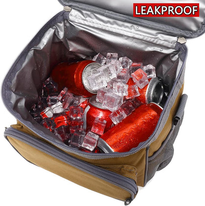 FlowFly Insulated Reusable Lunch Bag Adult Large Lunch Box for Women and Men with Adjustable Shoulder Strap,Front Zipper Pocket and Dual Large Mesh Side Pockets,Cherry - Colors A