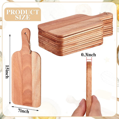 Patelai 6 Pcs 15 x 7 Inch Bamboo Cutting Board Set with Handles Laser Engraving Wooden Charcuterie Kitchen Plain Serving Chopping Board Bulk for DIY Housewarming