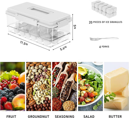3Pack Ice Chilled Condiment Caddy with 4 Removable Containers Taco Ingredient Server with Lid Cooled Garnish Caddy Tray for Taco Mimosa Bar Sauce Fruits&Veggies White