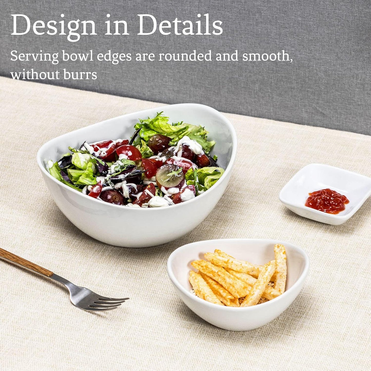 UNICASA Serving Bowls Set, 2 Tier Chip and Dip Bowls with Metal Rack Stand for Fruit, Salad, Candy, Snacks - Ceramic Tiered Appetizer Serving Dishes Food Display Stand for Parties, Kitchen