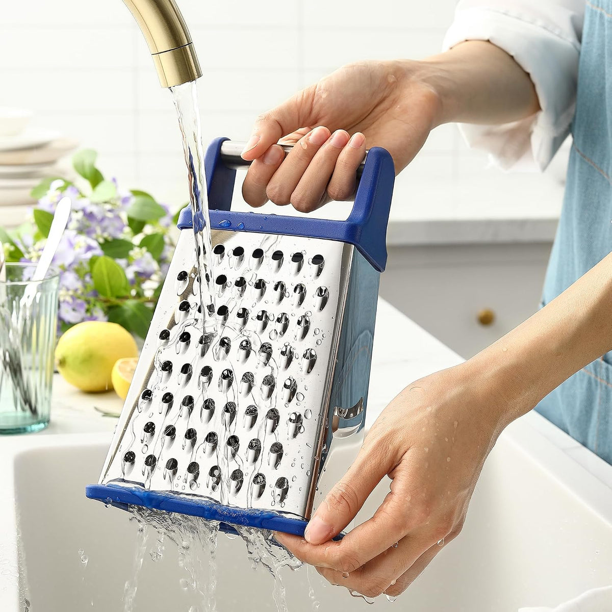 Spring Chef Stainless Steel XL Cheese Grater for Kitchen, Green