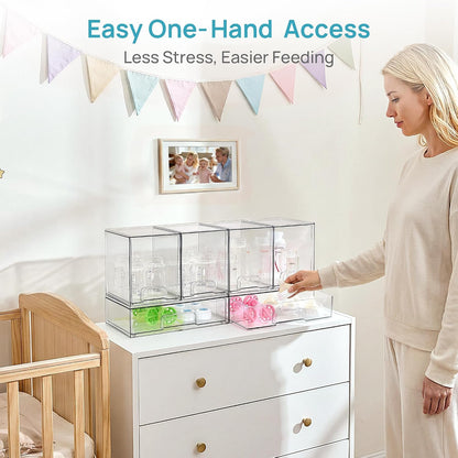 Vtopmart Stackable Storage Drawers Set of 5, Clear Plastic Organizer Bins for Baby Bottle, Beauty Supplies Storage, Ideal for Kichen Countertop, Vanity, Bathroom, Cabinet, Pantry Organization