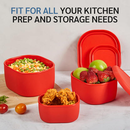 ISSEVE 12Pcs/Set Nesting Silicone Food Storage Containers with Lids, BPA Free Reusable Meal Prep Silicone Containers Airtight, Freezer Dishwasher Safe (33.8oz, 20oz, 10oz, 6.7oz, 1.3oz) (Beige)
