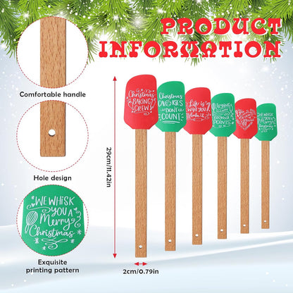 Zhehao 12 Pcs Christmas Silicone Spatulas Pot Holders Set Heat Resistant Pot Holders with Pocket Baking Gifts for Christmas Gift Party Supplies (Vibrant Christmas Style)