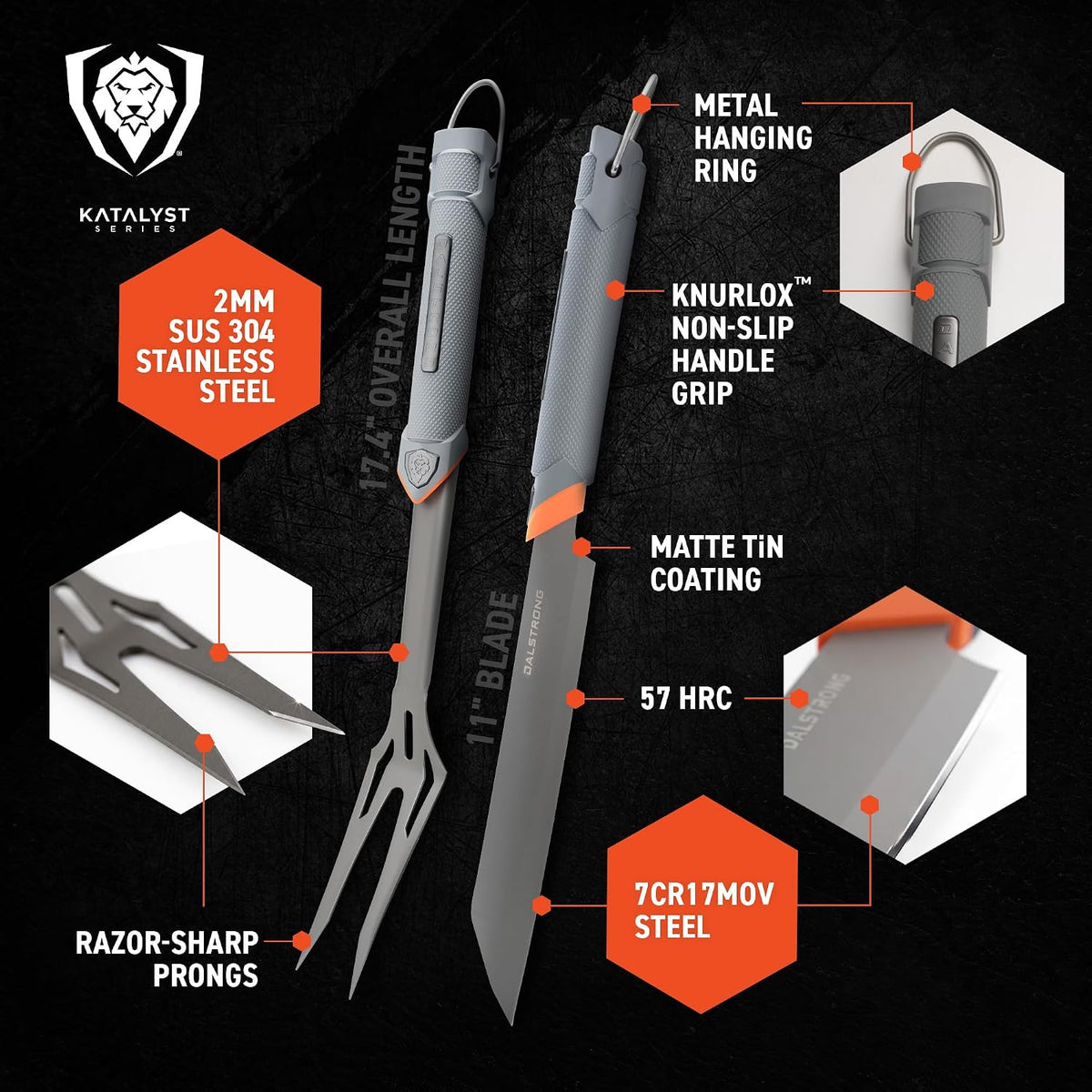 Dalstrong 16" Locking BBQ Tongs - Titanium Nitride Stainless Steel