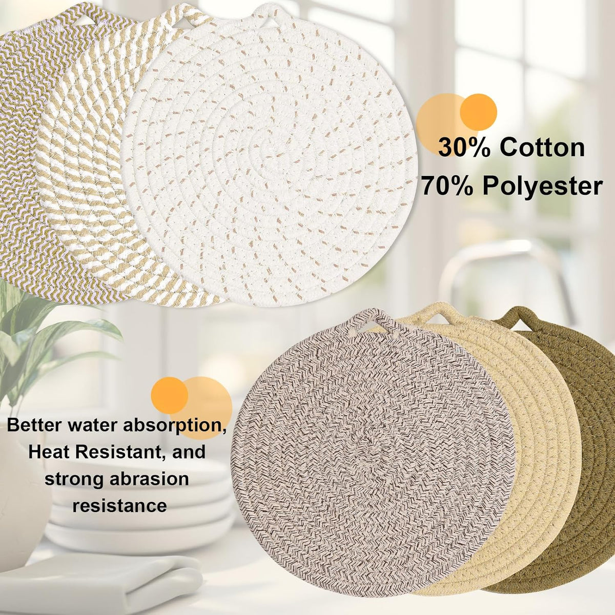 7" Trivets for Hot Dishes, 6 Pack Trivets for Hot Pots and Pans