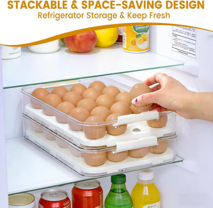 2-Layer Deviled Egg Containers with Lid, Plastic Deviled Egg Platter Tray Carrier with Handle for 40 Eggs, Clear Portable Stackable Egg Holder Storage for Fridge Party Picnic (2 layers)
