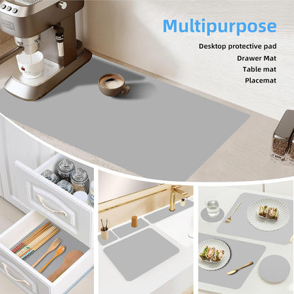 Extra Large Non-Slip Silicone Mat, 32.3x24 Inch Cut-to-Fit Counter Protector,Heat & Waterproof Drawer Liner, Food Grade Durable Desk Mat, 1.2mm Thick Gray