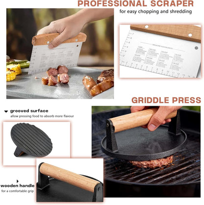 Griddle Accessories Kit, HaSteeL 20Pcs Flat Top Grill Accessories for Camping, Professional ABS Griddle Spatula Grill Tools Set with Melting Dome for Teppanyaki BBQ Outdoor, Perfect Grilling Gifts