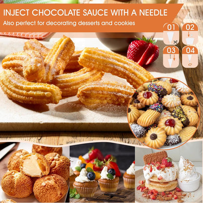 21-Piece Cookie Press Set, Churro Maker Machine, Stainless Steel Baking Gun